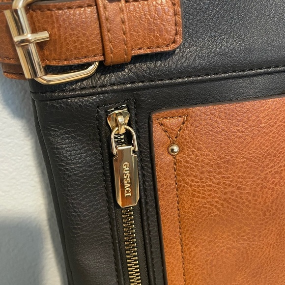Gussaci Italy Crossbody Handbag Women Black/BrownFaux Leather Lined Purse - Picture 2 of 8